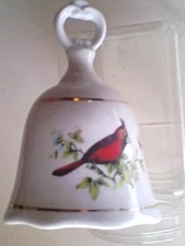 Christmas  Dinner Bell Cardinal Birds Ceramic Bells Collectible Bird Artwork