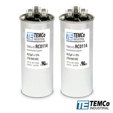 TEMCo 45 5 uf/MFD 370-440 VAC volts Round Dual Run Capacitor 50/60 Hz -Lot-2