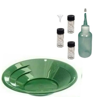 Sluice Monkey 10'' Green Gold Pan Kit with 4oz Sniffer Bottle