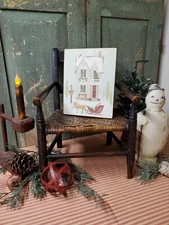 OLD VINTAGE FOLK ART VICTORIAN PRIMITIVE STYLE CHRISTMAS COLONIAL HOUSE  SIGN 