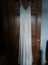 Prom dress, size 5, off white, from Dillards long, B darlin, v neck, satin gown