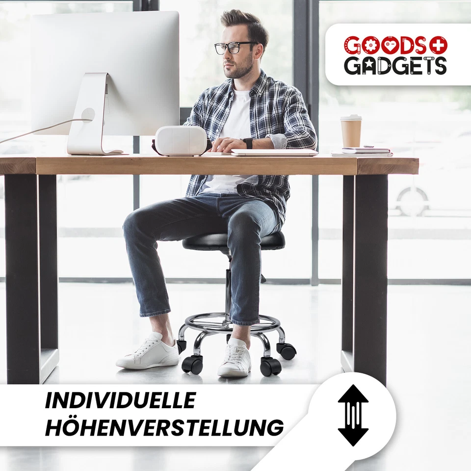 Rollhocker Arbeitshocker Drehhocker Drehstuhl Praxishocker Kosmetikhocker Rollen - Bild 2 von 4