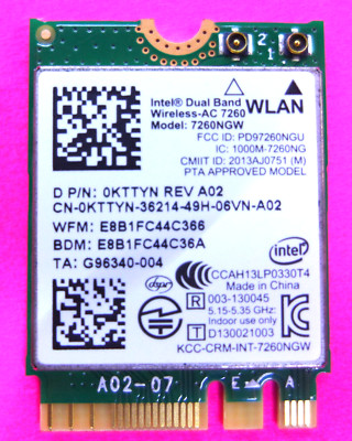 NEW Dell Intel 7260 WLAN Dual Band WiFi & Bluetooth Wireless Card KTTYN