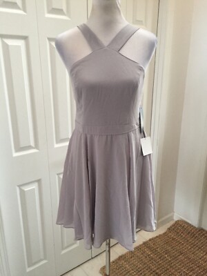 NWT Lulus AIR OF ROMANCE Chiffon Gray Bridesmaid DRESS L | eBay