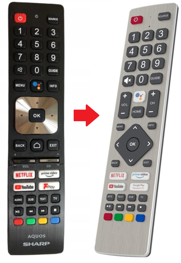Vervangende afstandsbediening voor Sharp TV 50GL4260E | 55EL4EA | 55FN2EA | 55FN4EA