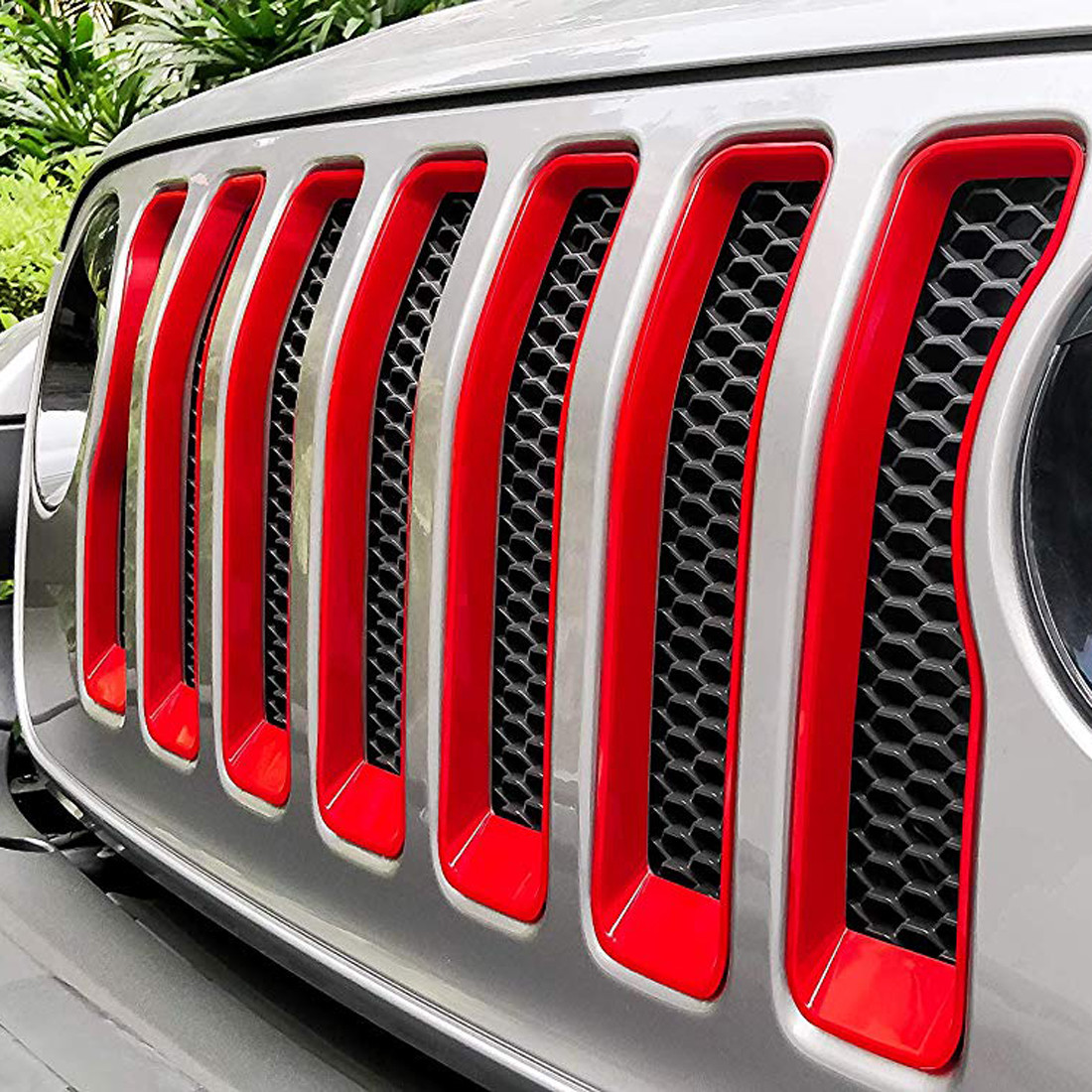 Red Front Grille Grill Insert Cover Trim For Jeep Wrangler JL Rubicon 7