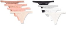 Amazon Essentials Women's Cotton and Lace Thong Knickers, Pack of 4 RRP £18