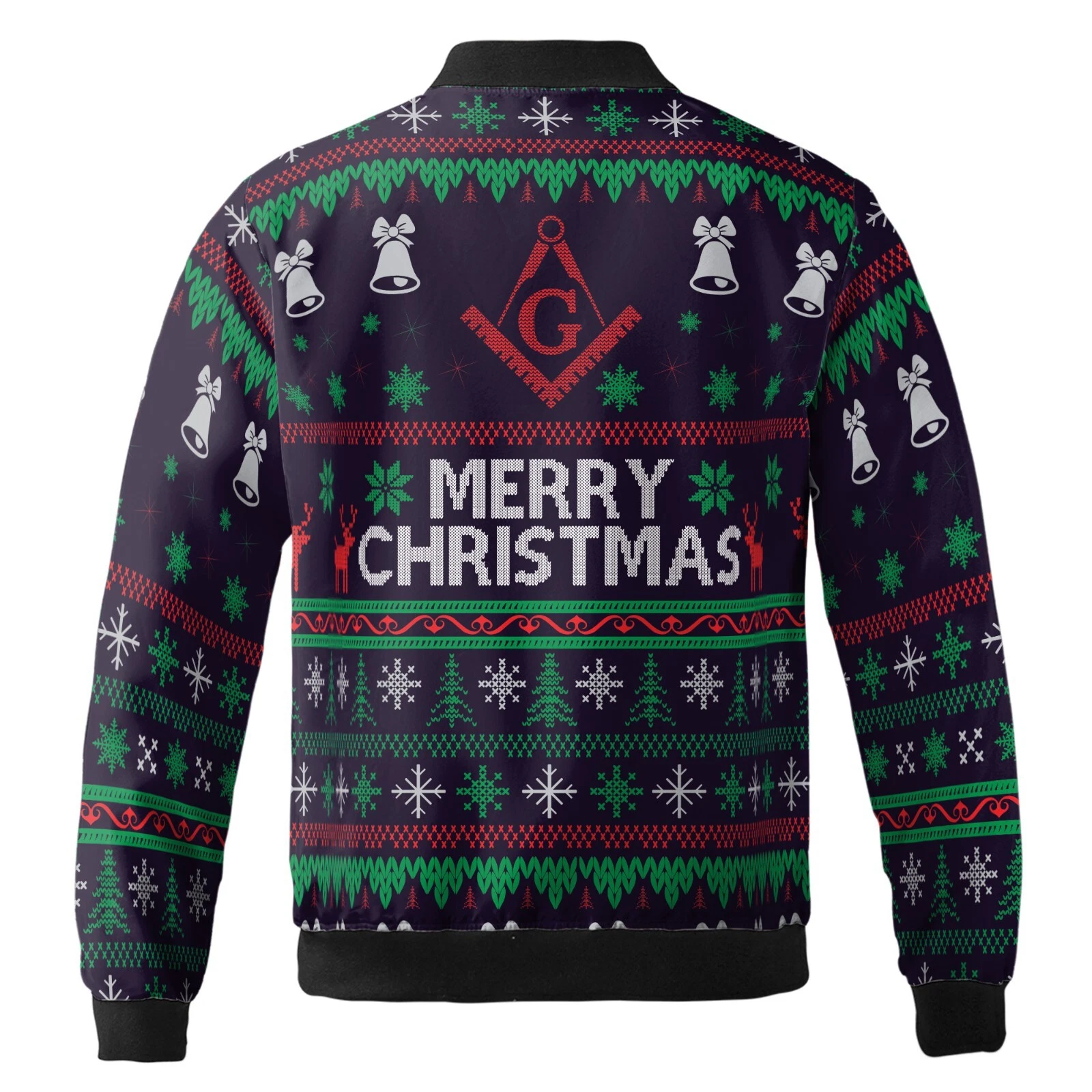 Customized Freemason Mason Christmas Pattern Bomber Jacket