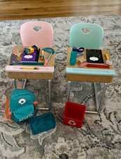 EUC LOT 20 Pieces Our Generation 2 Student School Desk 18" Doll Accessories