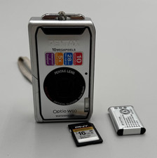 Pentax OptioW60 10mp 5xOptical Zoom Waterproof Gray Digital Camera W.Batt/16GB B