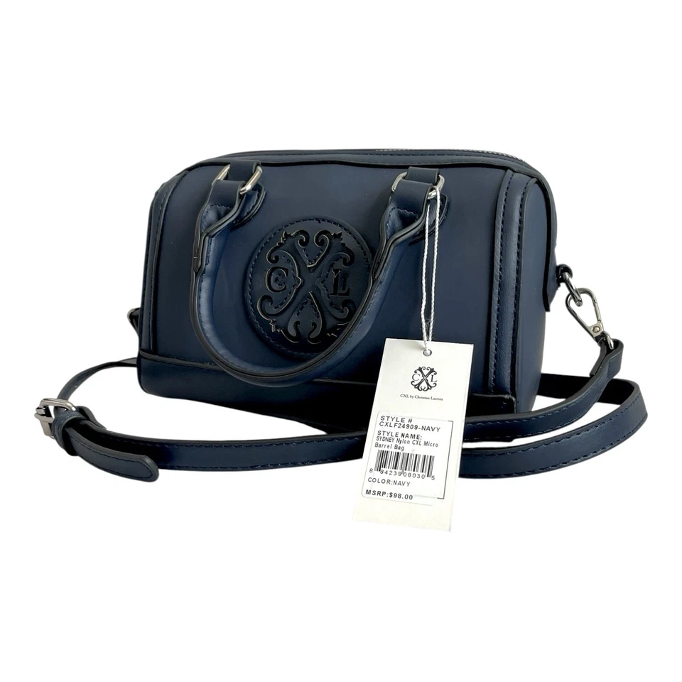 Bolso Bandolera CXL by Christian Lacroix Sydney Micro Barrel Azul Marino Nuevo con Etiquetas Precio de venta sugerido por el fabricante 98 USD Foto 3 de 4