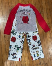 NWT, Peanuts Red and Gray Snoopy Pajama Set, Size 8, Retails 38