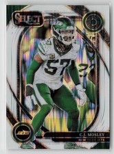 C.J. Mosley #/199 2024 Panini Select White Prizm Shock #214 New York Jets