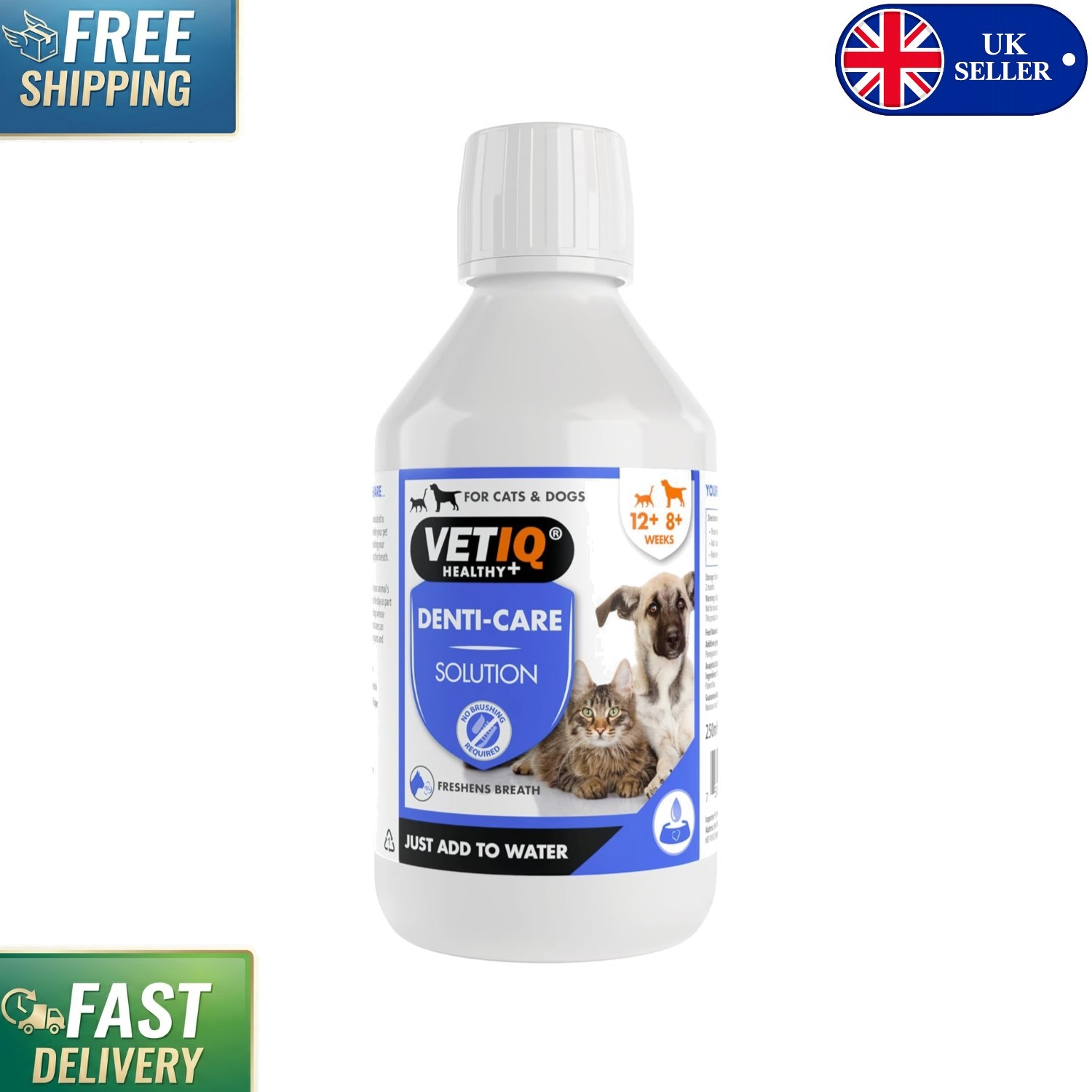 Vetiq Denti-Care Oral Hygiene Solution for Cats & Dogs - 250ml - Fresh Breath