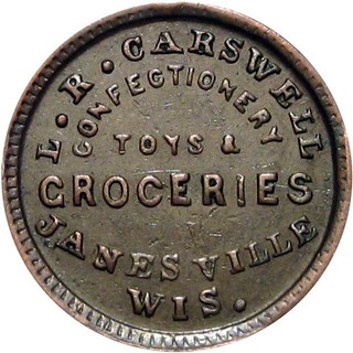 Janesville Wisconsin Civil War Token Carswell R6 Rare Single Variety Merchant