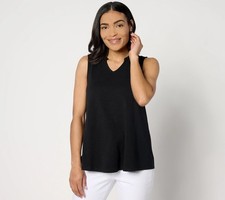 Denim  Co. Essentials Favorite Jersey Split Neck Swing Tank Black M Used