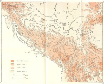 BALKANS. Geology & Physical Features. relief of 1944 old vintage map chart
