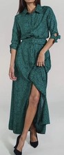 DANCING LEOPARD Green Leopard Print Maxi Shirt Dress Size 10 Worn Once Free P&P