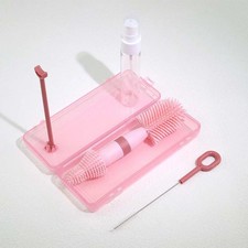 Silicone Bottle Cleaning Brush 360 Degree Rotating Straw Baby Nipple Kit - Pink