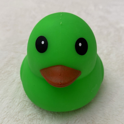 Squeezy Green Duck Tactile Squeeze Toy, Orange Accents, Ages 3+