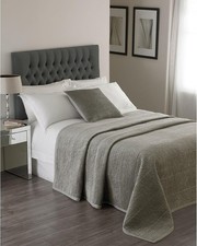 Image of Heavyweight Velvet Quilted Bedspread - Silver Grey, King 250x240 cm