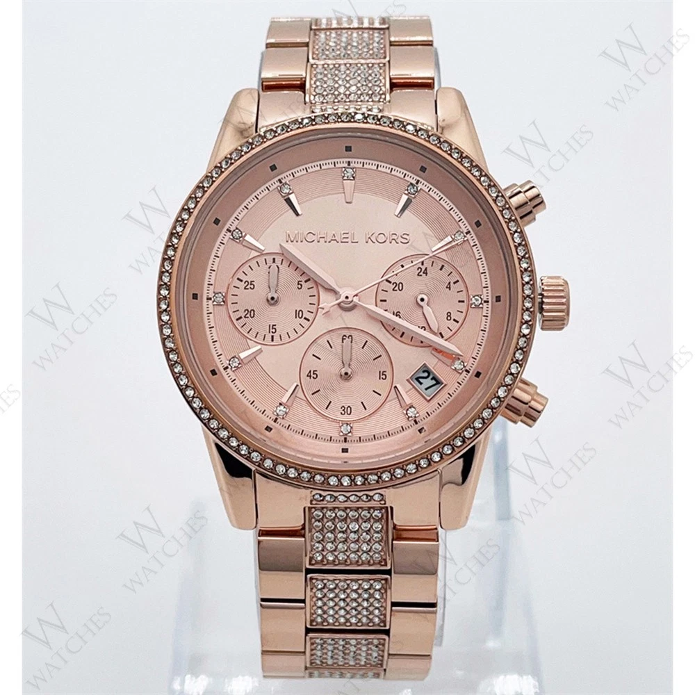 MICHAEL KORS MK6493 Ritz Rose Gold Blush Chronograph Crystal Bezel Michael Kors | Accessories | Michael Kors Ritz Rose Gold  main image 2