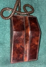 Vintage Northern Telecom REAL Leather Contempra Rotary Telephone Phone Tested