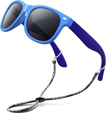Kids Sunglasses Polarized UV Protection Flexible Rubber Glasses Shades with Stra