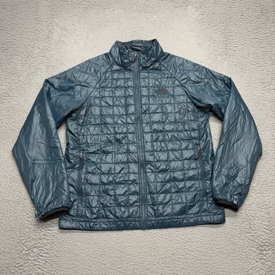 The North Face Thermoball Puffer Jacket Men Large Blue Black Quilted Full Zip