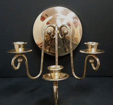 Vintage 1970's Brass 3-Arm Wall Sconce Candle Holder 10x10 Made in USA