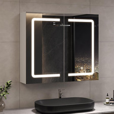 Specchio Contenitore Bagno Con Luce Led E Presa Elettrica 70X16X60Cm Armadietto 