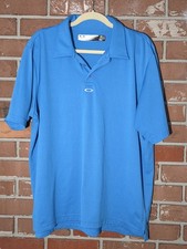 Mens Oakley Performance Stretch Polyester Golf Shirt Polo XL Blue Excellent