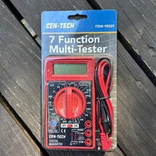CenTech 7 Function Digital Multimeter 98025 Accurate AC/DC 32” Leads LCD NEW