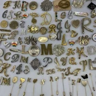Lot of 100 Vintage INITIAL Letter  BROOCH Pins Rhinestone Enamel Costume Jewelry