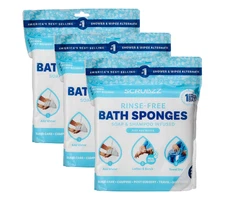 SCRUBZZ Rinse-Free Bath Sponges 75ct | Disposable No Rinse Shower Wipes