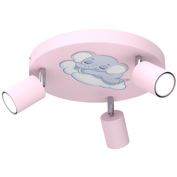 Kinderzimmerlampe Deckenleuchte Rosa Ø 30 Cm Metall 3X GU10 Schwenkbar Strahler-image