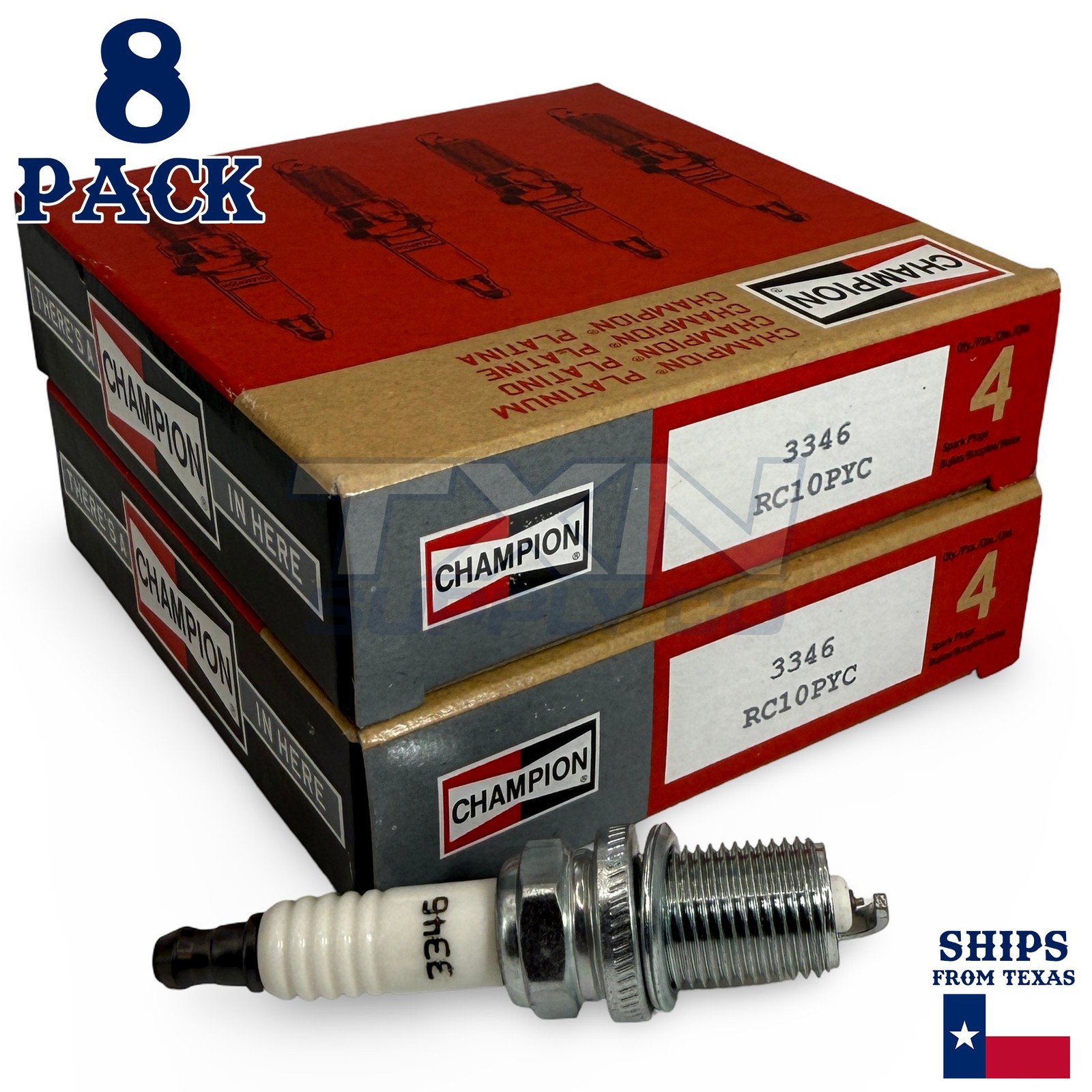 Champion 3346 Platinum Spark Plugs RC10PYC - 8 Pack