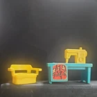 Vintage Fisher Price Little People Sewing Machine chair turquoise yellow