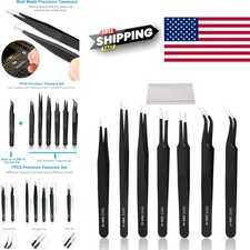 7pcs Anti Static Precision Tweezers Set Stainless Steel for Electronics Repair