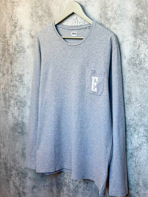 Edwin Japan Pocket Logo Langarm T-Shirt Grau Rundhals Herren Größe XL