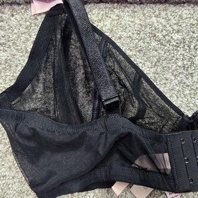 Victoria's Secret Bra Womens 40DD Black Mesh Unlined Demi Rhinestone Straps