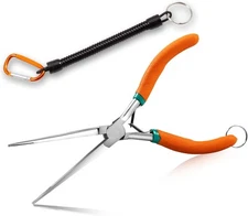 SPEEDWOX 7-Inch Long Reach Needle Nose Pliers with Teeth Extra Silver, Orange 