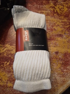 Levis Crew Socks Size 8-12 Reinforced Heal And Toe 3 Pack