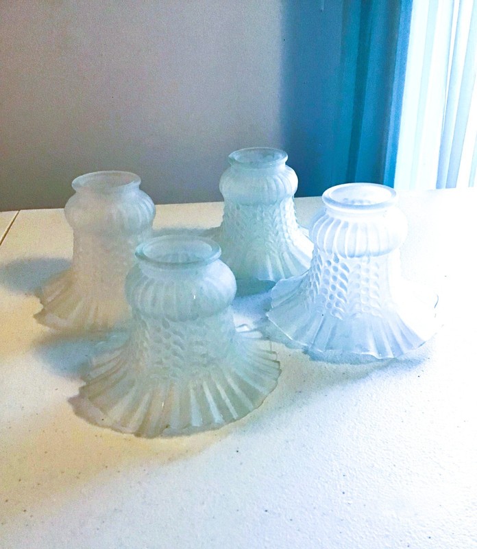 4 Frosted Ruffled Tulip Ceiling Fan Shades