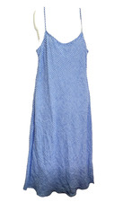 J.Crew Woman 12 100% Linen Sundress Gingham Blue Spaghetti Straps