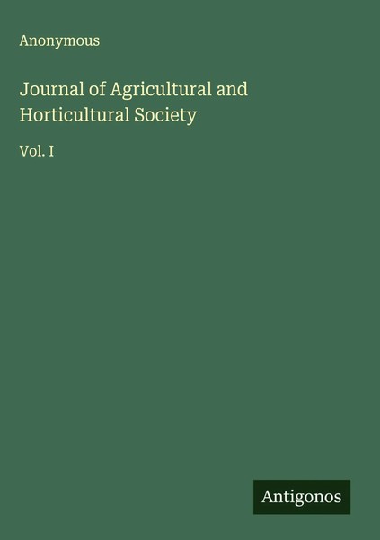 Anonymous | Journal Of Agricultural And Horticultural Society | Buch | Englisch-image