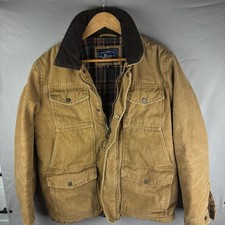 G.H. Bass Canvas Field Jacket Mens Small Brown Thinsulate Plaid Lined Workwear