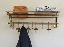 Poliertes Messing Gestell Franz&ouml;sische Garderobe Gep&auml;ck Zug Wandmontage Messi...