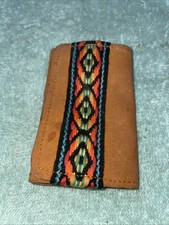Key Wallet 6 Key Holder Suede Leather Embroidered Vintage