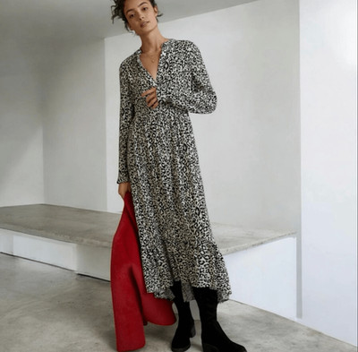 Mare Mare X Anthropologie Lynda White Leopard Maxi Dress Size S